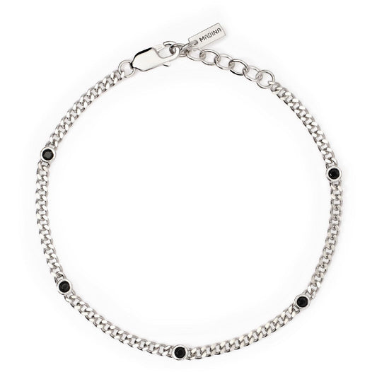 bracciale uomo mabina spotlight con catena groumette e zirconi neri 533845