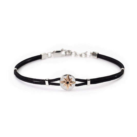 bracciale uomo mabina cruise nylon rosa dei venti in argento rose con zircone 533848