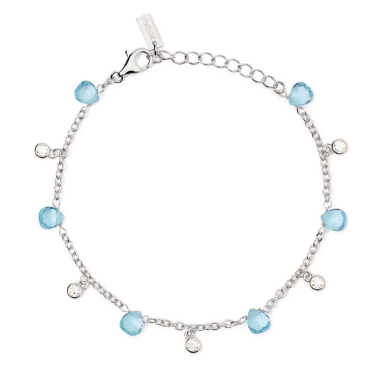 bracciale donna mabina beauty code in argento con glass azzurri e zirconi 533893