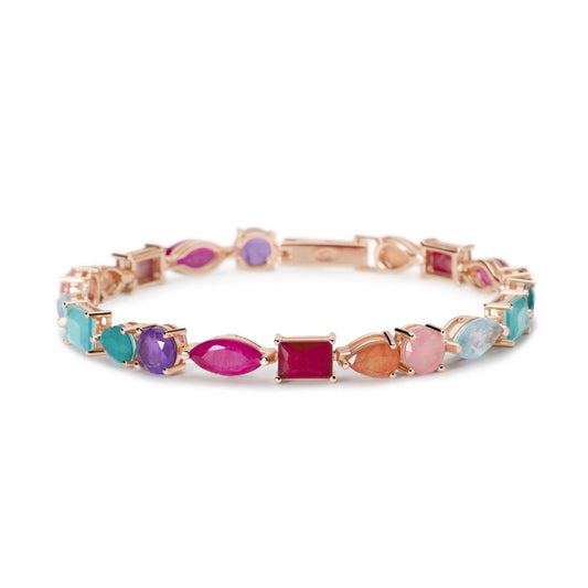 bracciale tennis donna mabina santorini argento rose glass multicolor e cristallo di rocca 533901 18