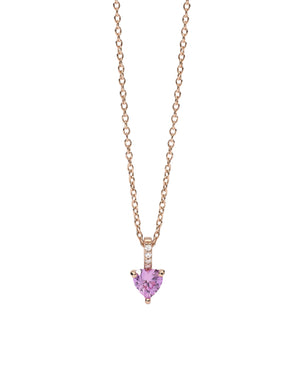 Collana girocollo da donna della collezione Mabina Rouge in argento 925 placcato oro rosa e cuore in tormalina sintetica rosa 553685