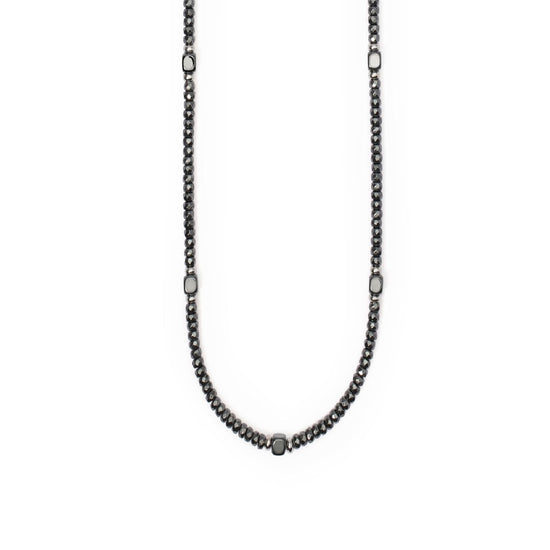 collana uomo mabina route 66 in argento con ematite e rondelle 553687