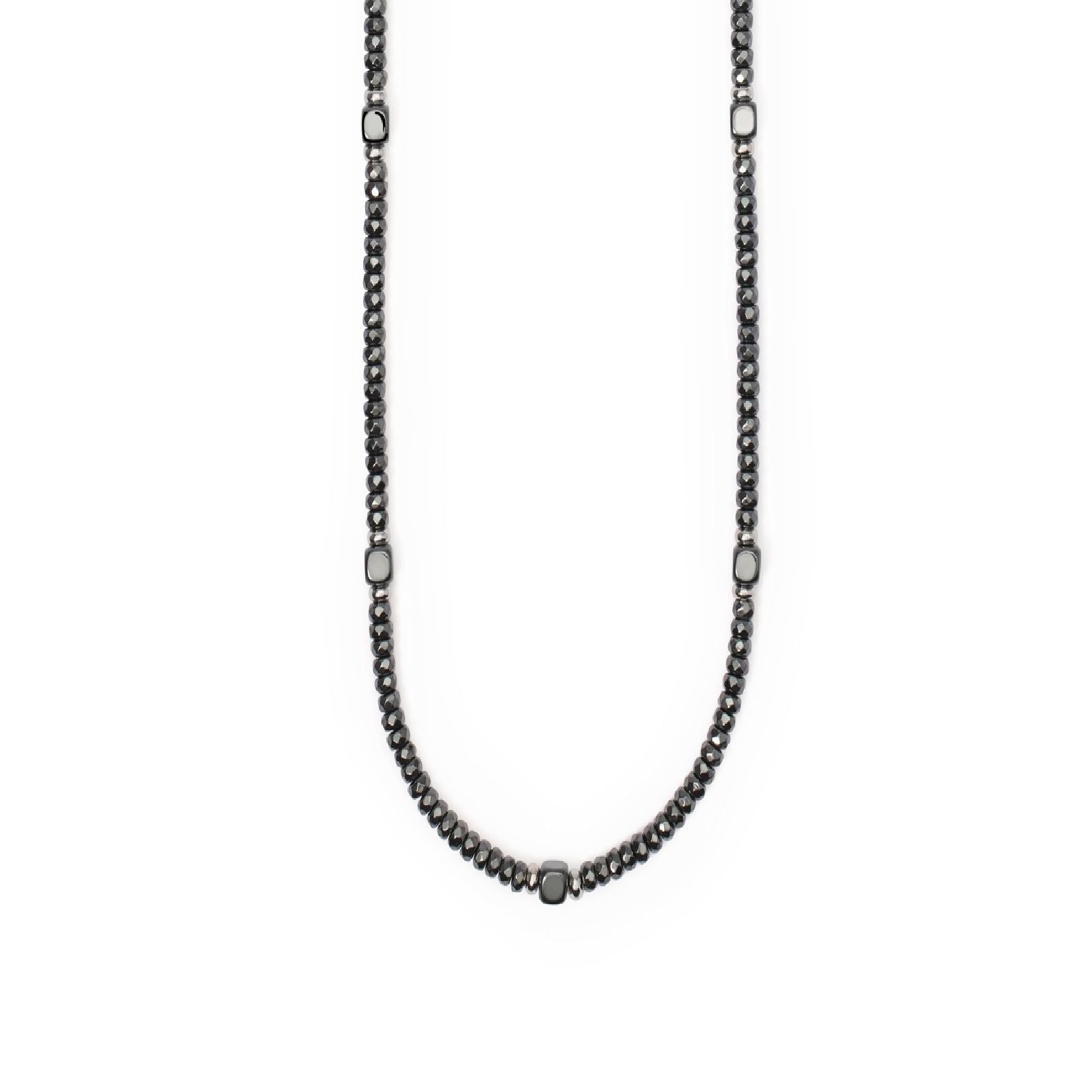 collana uomo mabina route 66 in argento con ematite e rondelle 553687