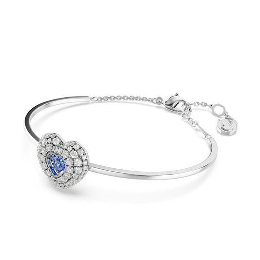 Bracciale donna Swarovski Hyperbola rodiato con cuore di cristalli bianchi e blu 5680393-2