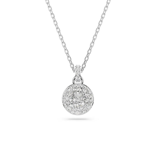 Collana donna Swarovski Meteora rodiato con ciondolo tondo e cristalli 5683446-1