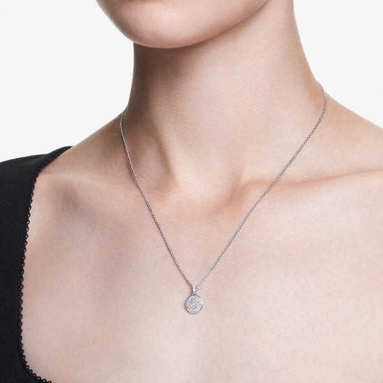Collana donna Swarovski Meteora rodiato con ciondolo tondo e cristalli 5683446-5
