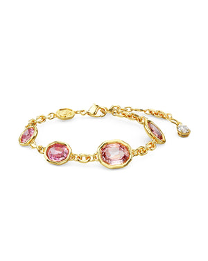 Bracciale catena da donna Swarovski Imber placcata oro con cristalli rosa dal taglio ottagonale 5684537