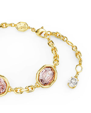 Bracciale catena da donna Swarovski Imber placcata oro con cristalli rosa dal taglio ottagonale 5684537