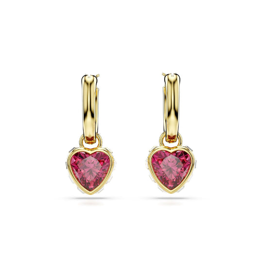 Orecchini donna Swarovski Chroma placcati oro con cristalli bianchi e rosso a cuore 5684760-2
