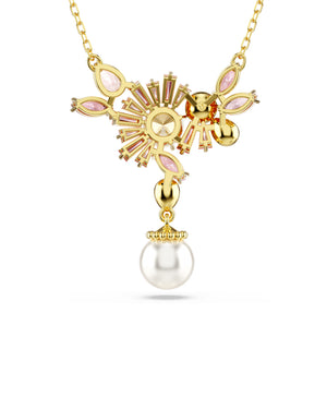 Collana girocollo da donna Swarovski Gema placcato oro con fiore di cristalli di diversi tagli sui toni del rosa e perla 5688490