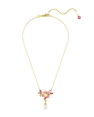 Collana girocollo da donna Swarovski Gema placcato oro con fiore di cristalli di diversi tagli sui toni del rosa e perla 5688490