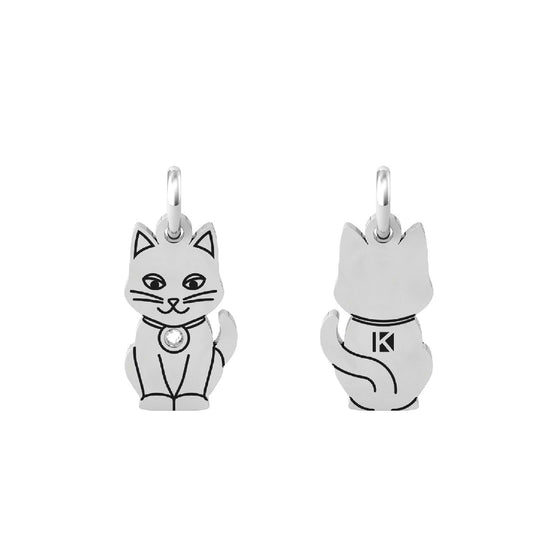 Charm Kidult By You donna acciaio a forma di gatto con cristallo 741050-1