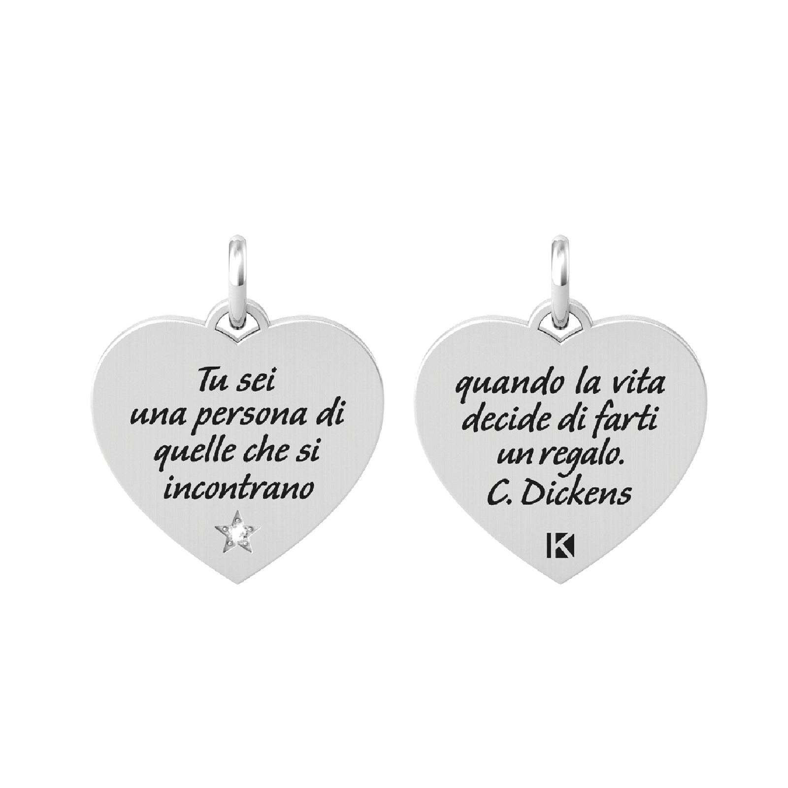 Charm Kidult By You donna acciaio a cuore con citazione C. Dickens 741059-1