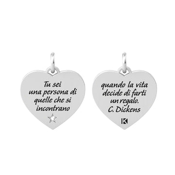 Charm Kidult By You donna acciaio a cuore con citazione C. Dickens 741059-1