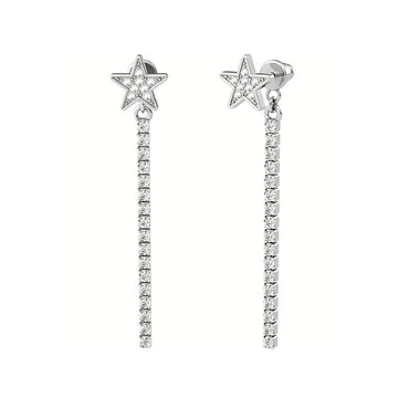 Orecchini da donna Kidult Friendship in acciaio a forma di stella con cristalli bianchi e tennis pendente 761011-1