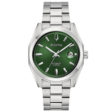 Orologio automatico uomo Bulova Surveyor in acciaio e quadrante verde 39 mm 96B429-1