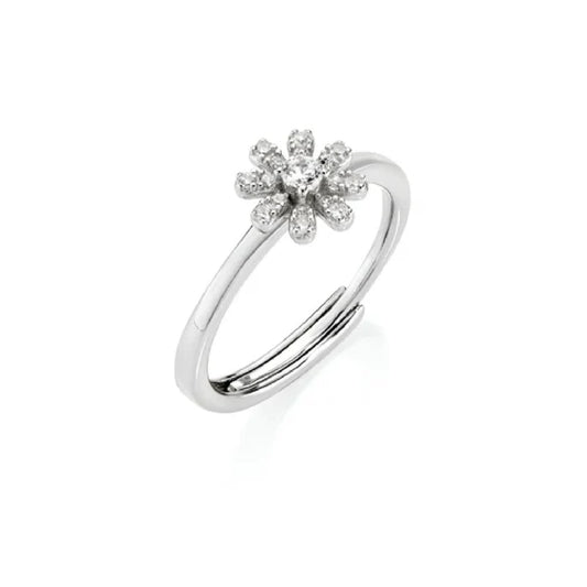 Anello mini margherita Amen da donna in argento con zirconi Regolabile dalla 10 alla 14