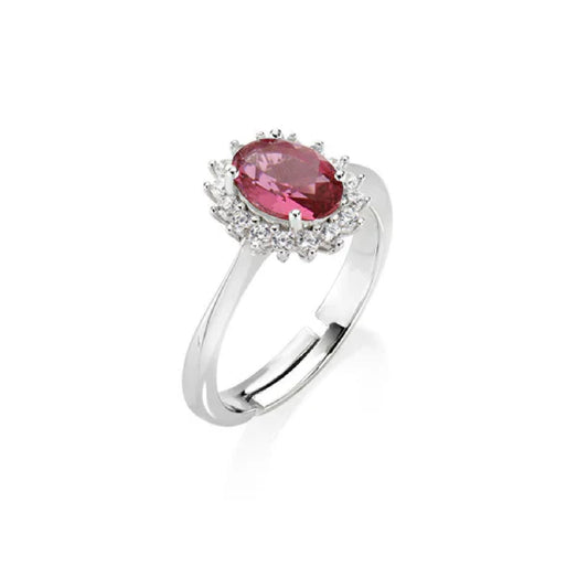 Anello Amen Mini Royal Lady in argento zircone rosso ciliegia Regolabile dalla 10 alla 14