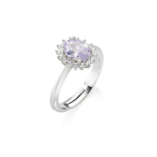 Anello Amen Mini Royal Lady in argento zircone lilla Regolabile dalla 10 alla 14