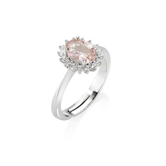 Anello Amen Mini Royal Lady in argento zircone rosa Regolabile dalla 10 alla 14