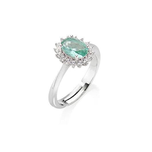 Anello Amen Mini Royal Lady in argento zircone verde Regolabile dalla 10 alla 14