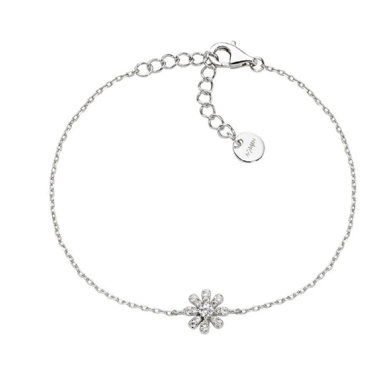 Bracciale catena Amen margherita in argento e zirconi bianchi Regolabile 16-19 cm