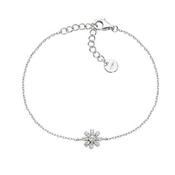 Bracciale catena Amen margherita in argento e zirconi bianchi Regolabile 16-19 cm