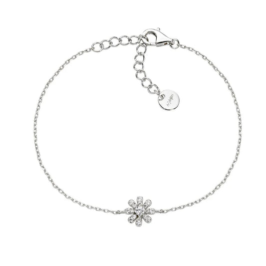Bracciale catena Amen margherita in argento e zirconi bianchi Regolabile 16-19 cm