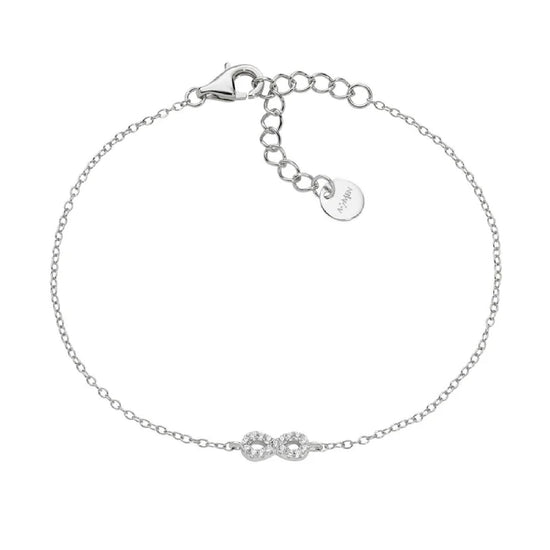 Bracciale catena Amen infinito in argento e zirconi bianchi Regolabile 16-19 cm