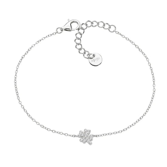 Bracciale catena Amen in argento quadrifoglio zirconi bianchi Regolabile 16-19 cm