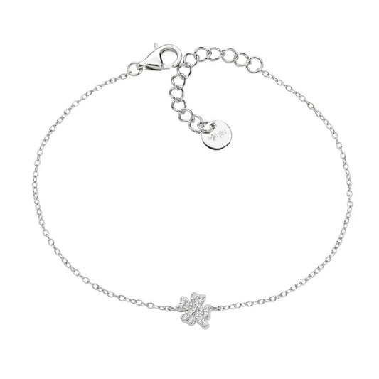 Bracciale catena Amen in argento quadrifoglio zirconi bianchi Regolabile 16-19 cm