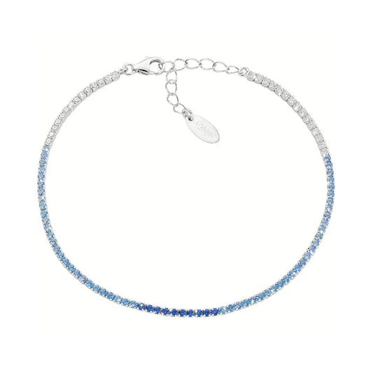 Bracciale Amen Tennis Mania in argento con zirconi degradé blu Regolabile 17-20 cm