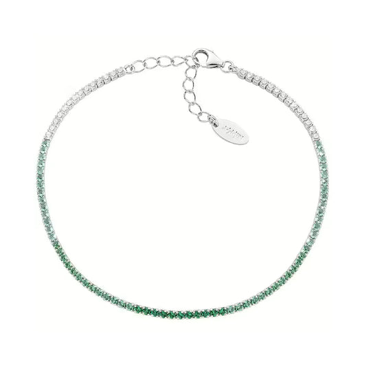 Bracciale Amen Tennis Mania in argento con zirconi degradé verdi Regolabile 17-20 cm