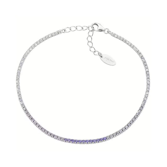 Bracciale Amen Tennis Mania in argento con zirconi degradé viola Regolabile 17-20 cm