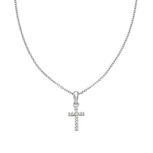 Collana girocollo Amen in argento con croce e zirconi bianchi MISURA UNICA