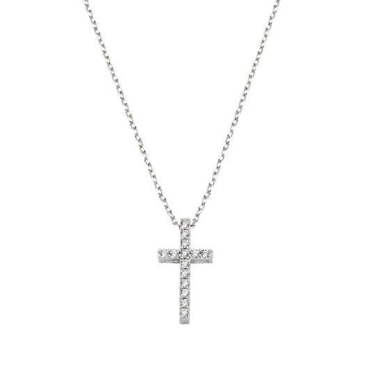 Collana girocollo Amen argento croce media e zirconi bianchi MISURA UNICA