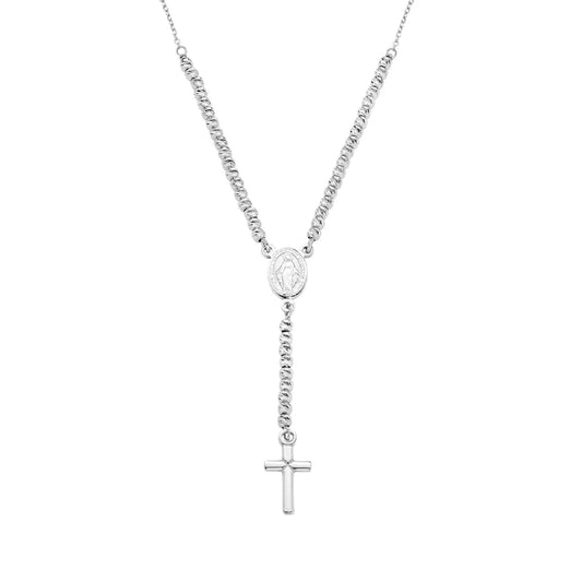 Collana rosario Amen in argento e sfere diamantate da donna MISURA UNICA