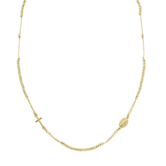 Collana rosario Amen argento dorato e sfere diamantate donna MISURA UNICA