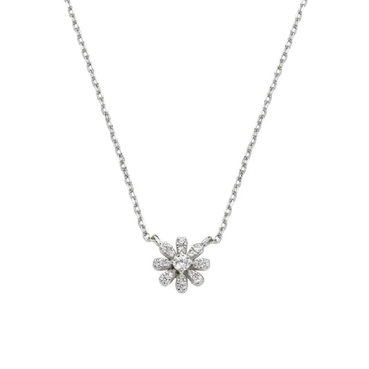 Collana girocollo Amen argento margherita con zirconi bianchi MISURA UNICA
