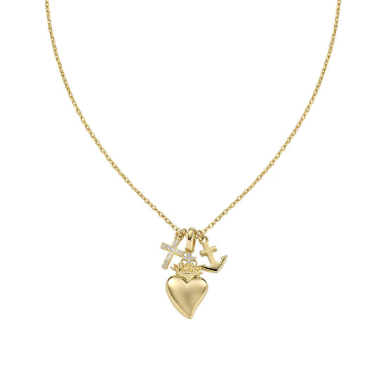 Collana Amen argento dorato ciondoli fede, speranza e carità MISURA UNICA