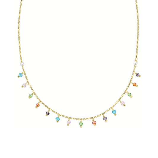 Collana Amen in argento con perle e cristalli multicolor MISURA UNICA