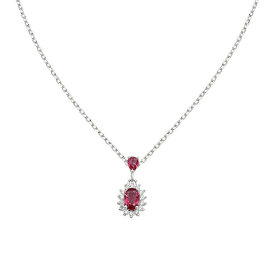 Collana Amen Mini Royal Lady in argento con zircone rosso MISURA UNICA