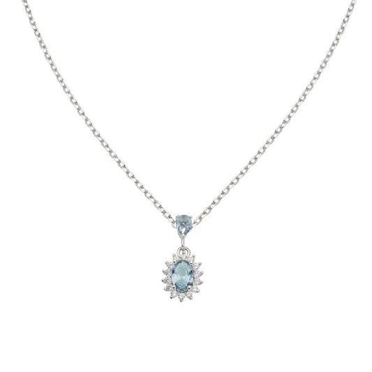 Collana Amen Mini Royal Lady in argento con zircone azzurro MISURA UNICA