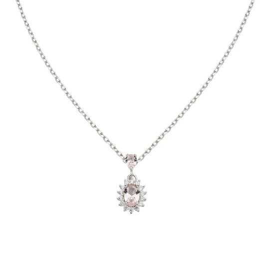 Collana Amen Mini Royal Lady in argento con zircone rosa MISURA UNICA