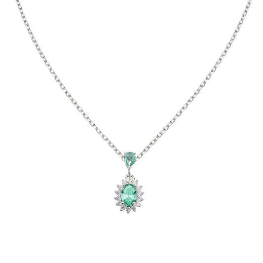 Collana Amen Mini Royal Lady in argento con zircone verde MISURA UNICA