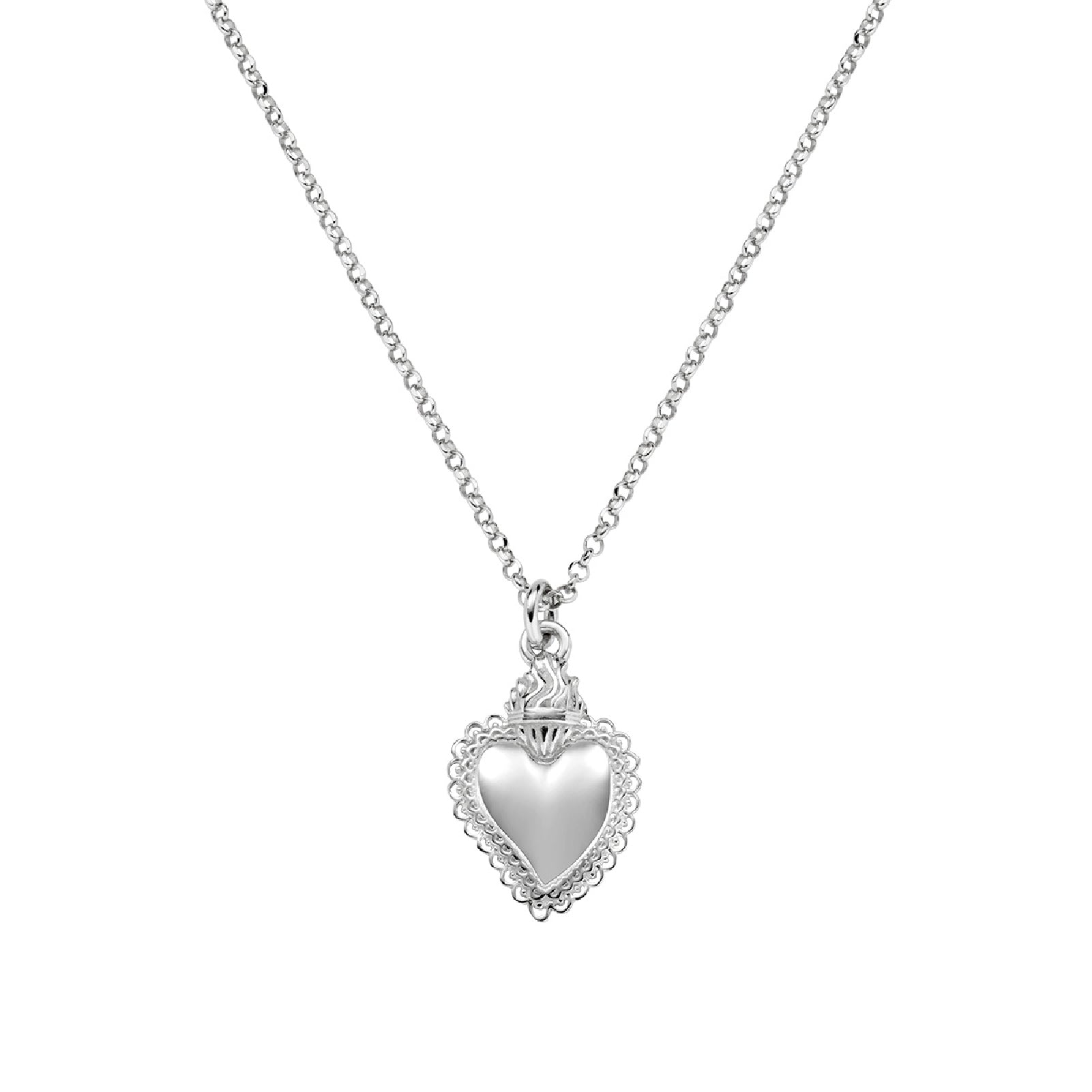 Collana girocollo Amen in argento 925 con pendente cuore MISURA UNICA