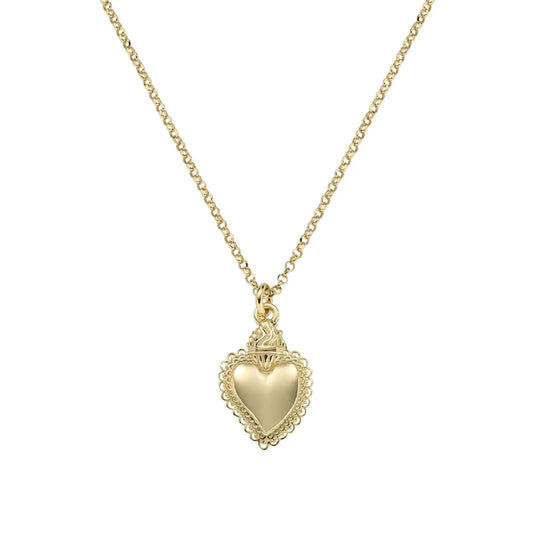 Collana girocollo Amen in argento dorato sacro cuore pendente MISURA UNICA