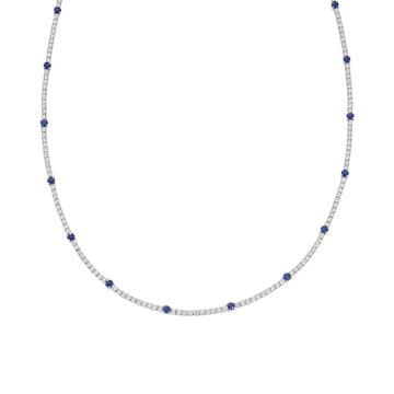 Collana tennis Amen in argento con zirconi blu e bianchi MISURA UNICA