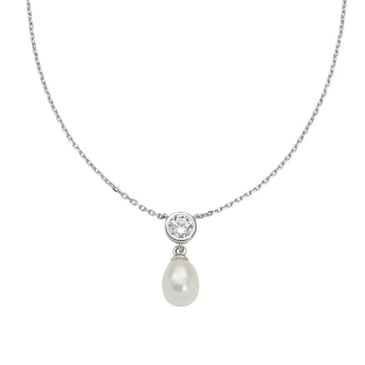 Collana girocollo Amen in argento punto luce e perla pendente MISURA UNICA