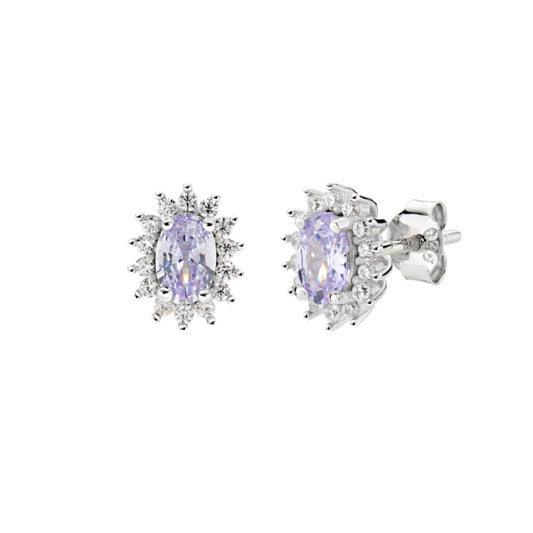 Orecchini a lobo Amen Mini Royal Lady argento e zirconi lilla MISURA UNICA